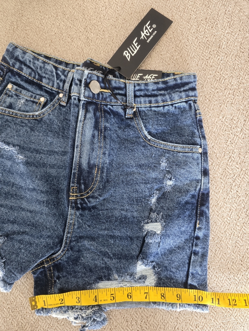 Blue Age Butt Lifting High Rise Distressed JS-2021 Jean Shorts - Size Medium - Picture 7 of 10